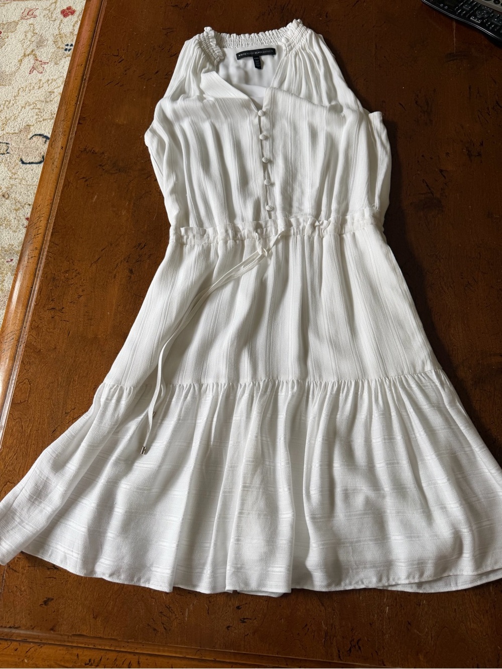 White House Black Market White Sleeveless Button Front Summer Dress